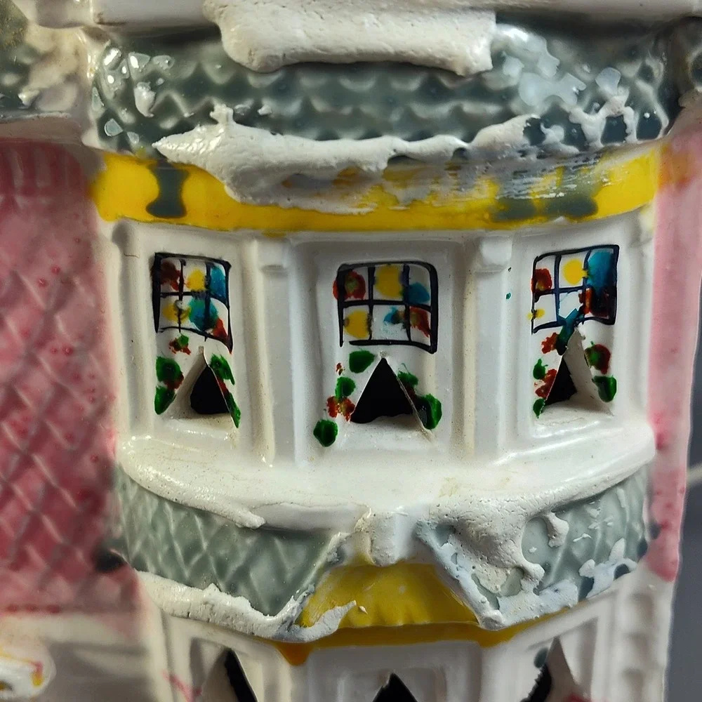 Vintage Dept 56 Snow Village Victorian House 50070 Pink White 1977 W/ Light - Picture 5 of 16